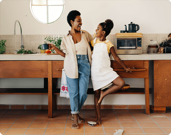 Woman and daughter in the kitchen