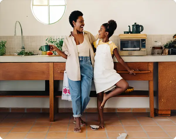 Woman and daughter in the kitchen