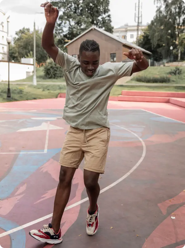 Man happily dancing.